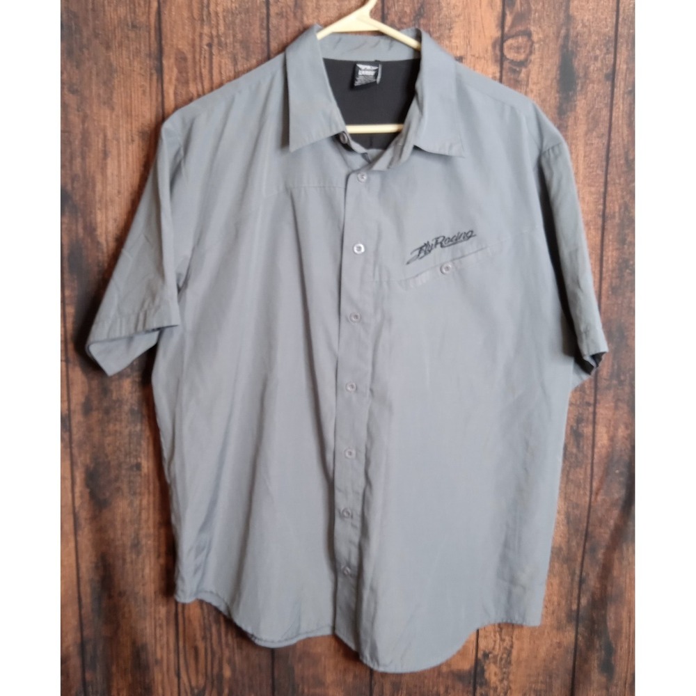 Fly Racing Men's Short Sleeve Button Up Shirt Size‎ Large Gray